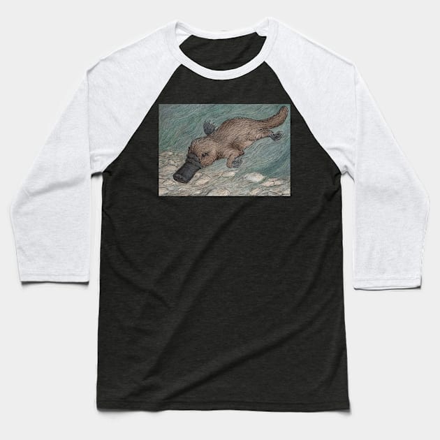 Platypus swimming Baseball T-Shirt by AussieLogic